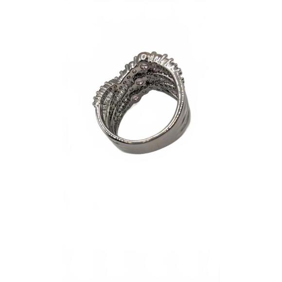 Silver Multi-Row Crystal Accent Women's Ring Size 6 - Picture 5 of 6